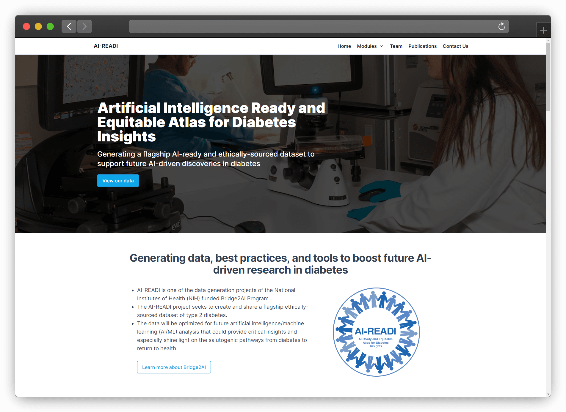 screenshots of AI-READI Website