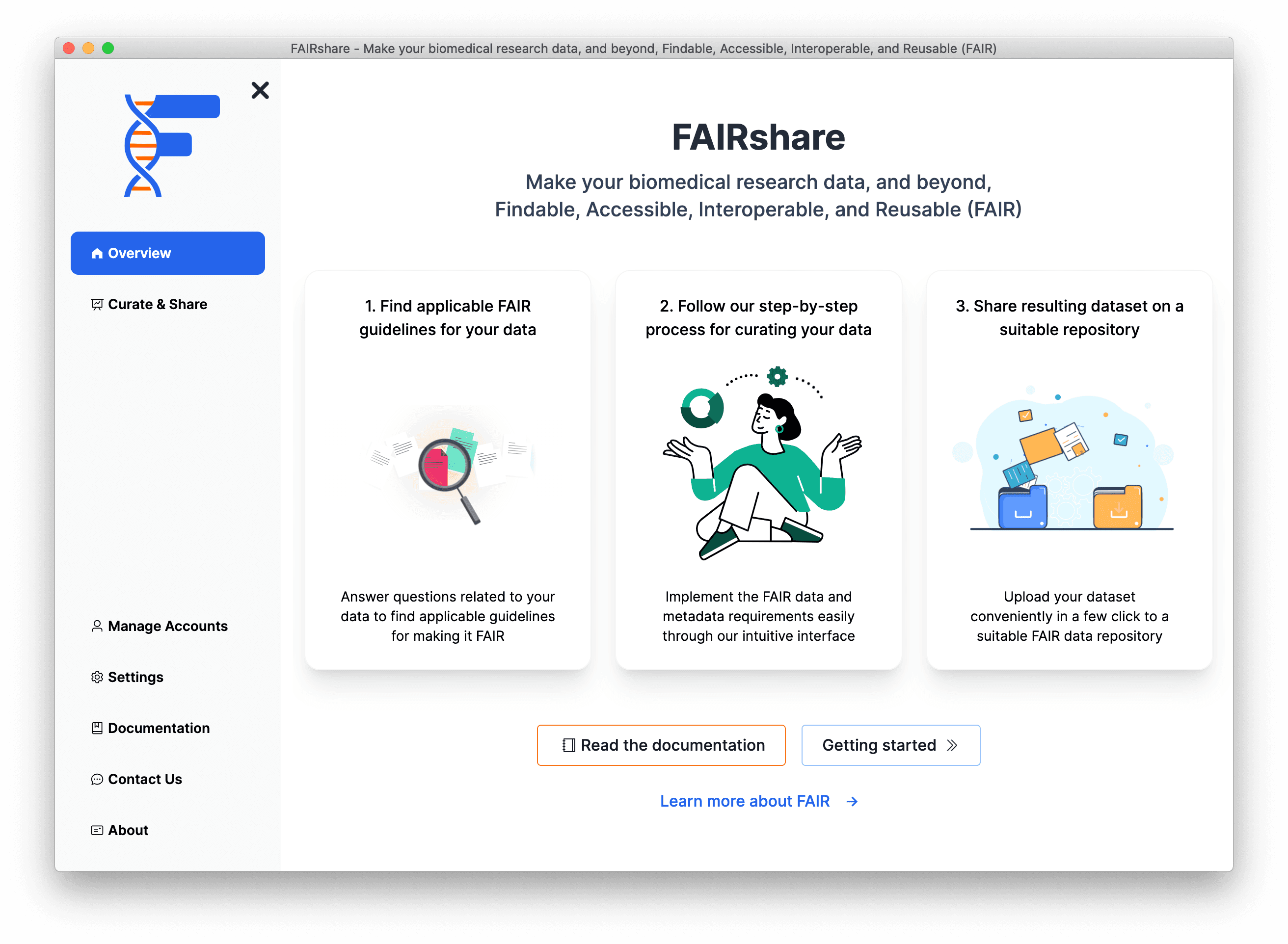 screenshots of FAIRshare