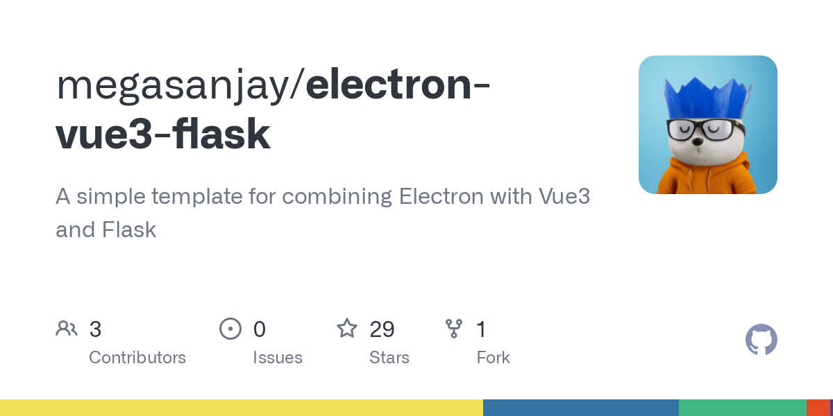 GitHub overview page for Electron Vue 3 Flask Starter