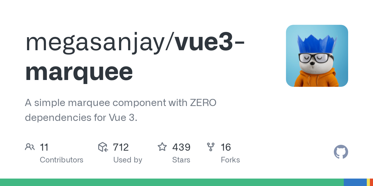 GitHub overview page for Vue 3 Marquee